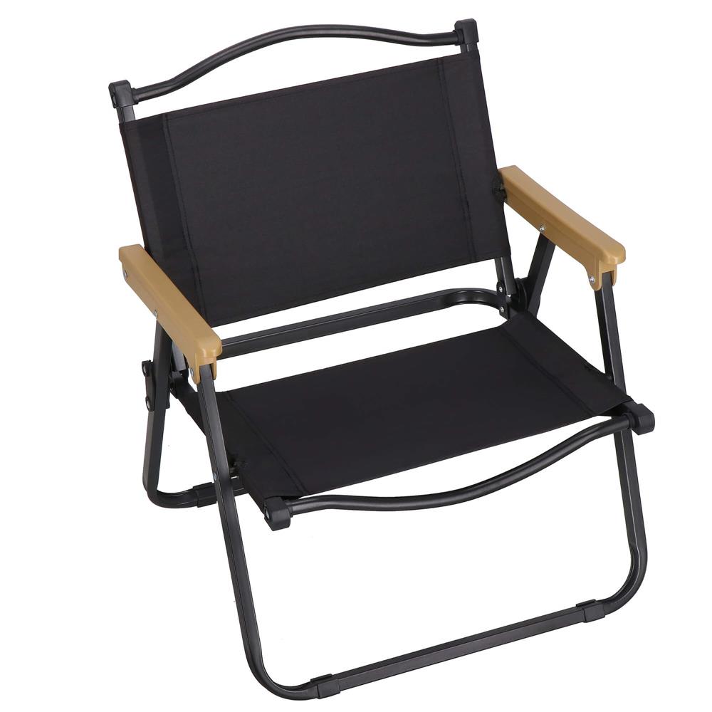 Scaun metalic plabil pentru gradina, camping sau plaja, 50x53x61cm, negru