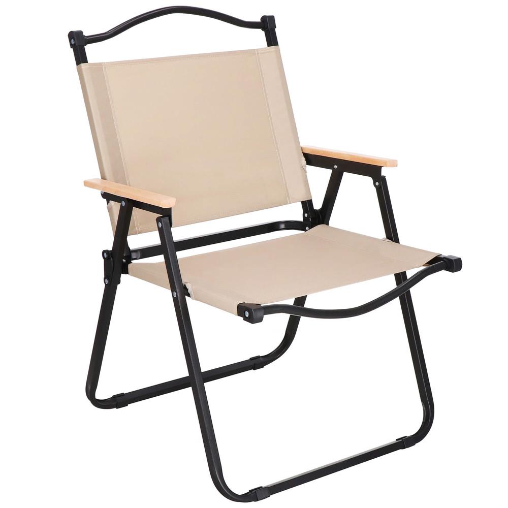 Scaun metalic plabil pentru gradina, camping sau plaja, 78x53x60cm, bej