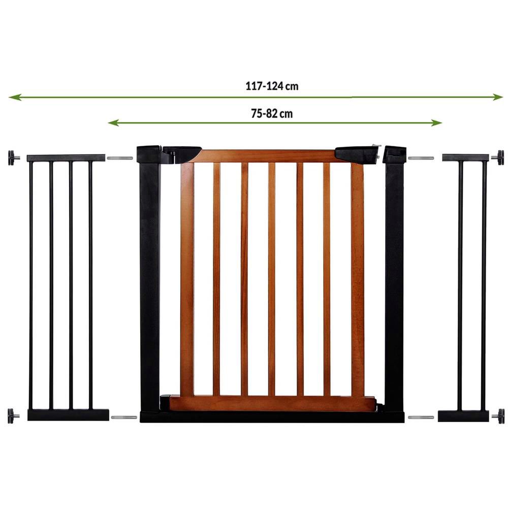 Poarta de siguranta Safety Gate pentru scari, ajustabila 117-124 cm, din otel si lemn, negru maro