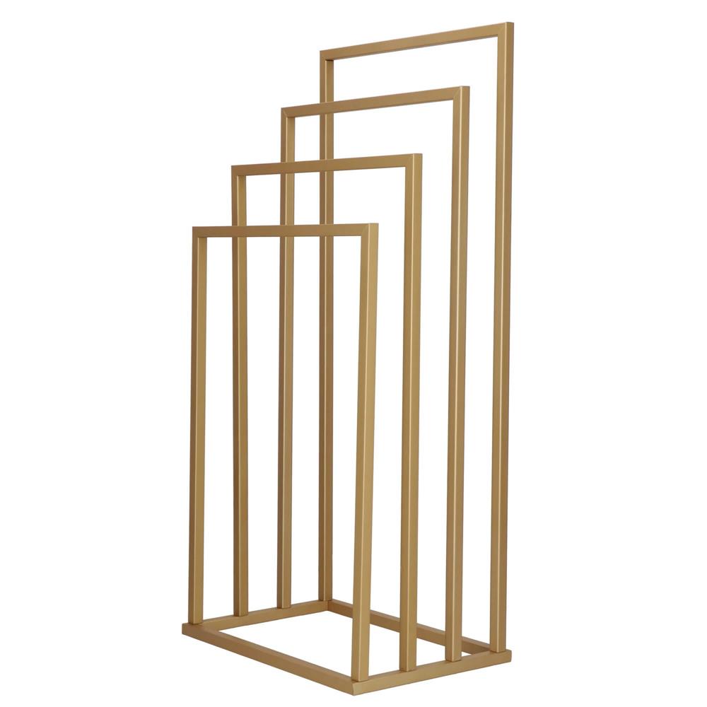 Suport metalic de baie pentru prosoape, cu 4 standuri, 96 cm, auriu mat - 8