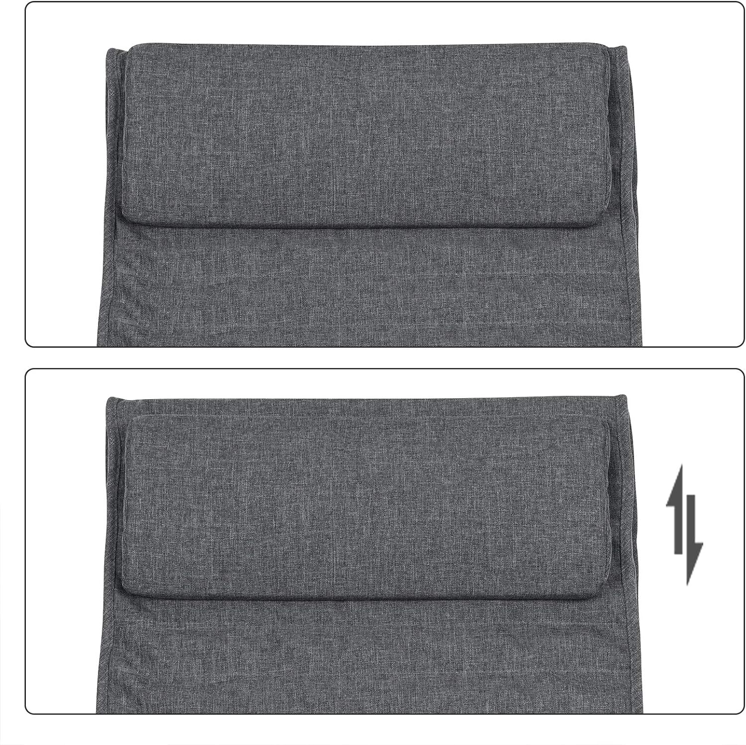 SONGMICS Scaun balansoar din lemn, suport picioare reglabil, maxim 150kg, 67x115x91cm, gri si alb