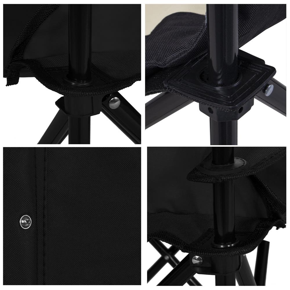Scaun pliabil camping sau pescuit Premium, cu suport pahar, crem si negru