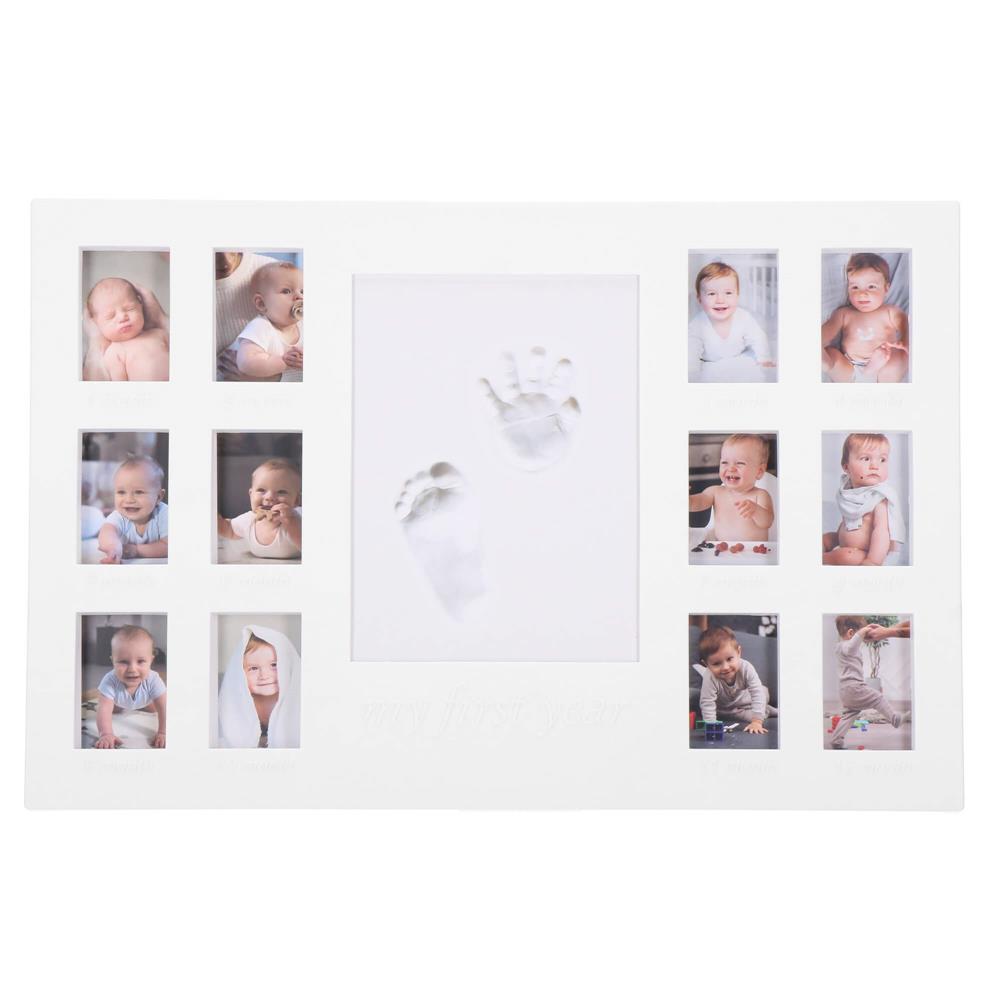 Kit amprenta mulaj manuta sau piciorus bebe si rama foto, 24x37cm, alb