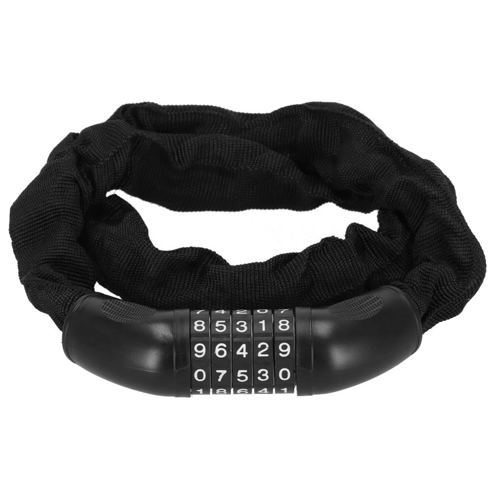 Lant antifurt bicicleta si trotineta, inchidere cifru, lungime 98 cm, Otel, Negru