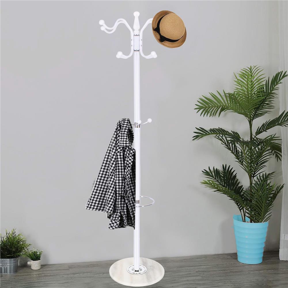 Cuier tip pom din metal Sersimo, 12 agatatoare, 174cm, alb