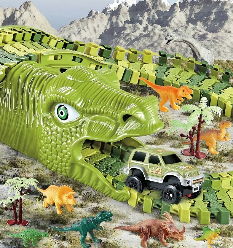 Circuit masinute Dinosaur Park, cu 240 de segmente, pista configurabila de 360cm