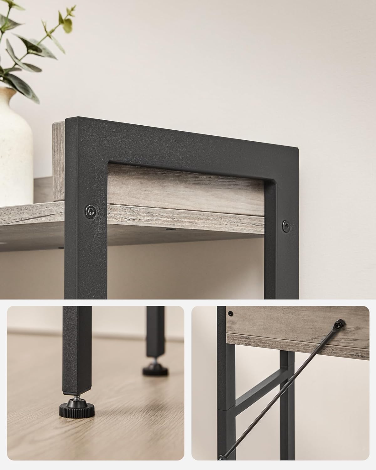 VASAGLE Raft de depozitare pentru baie, suprapunere peste masina spalat sau vas WC, 25x63x165 cm, gri - 6