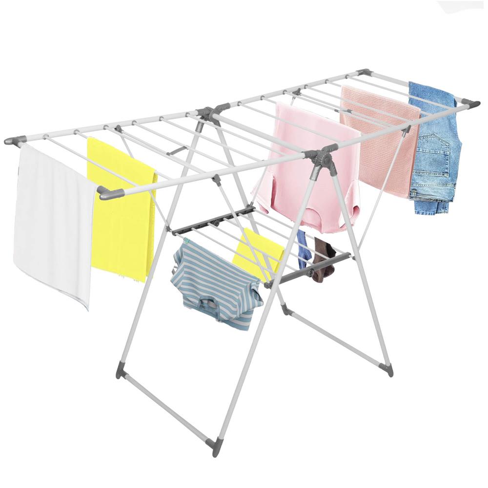 Uscator de rufe pliabil, 3 platforme cu etaj intermediar de agatat, 156x57x100cm
