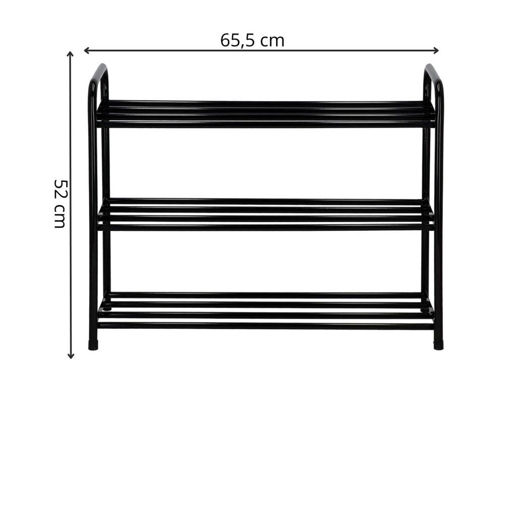 Pantofar metalic, 3 nivele, 62x26x66cm, negru