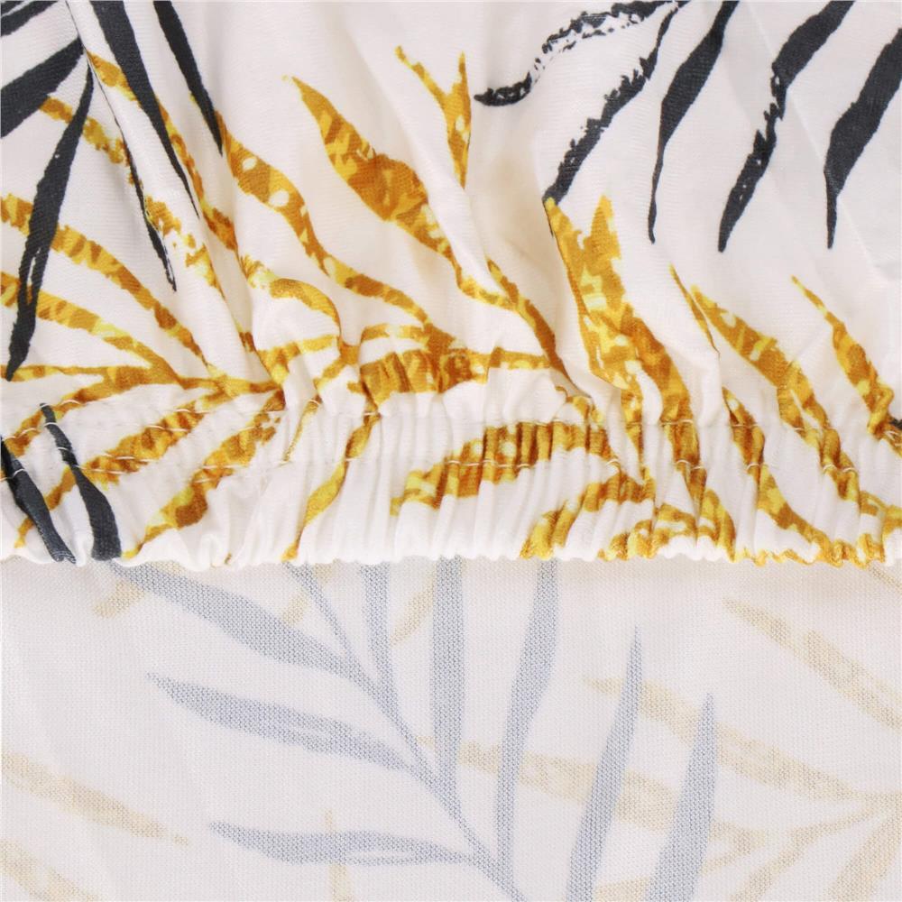 Set 4 huse pentru scaun, marime universala, poliester si spandex, 38x70cm, alb, gri si galben