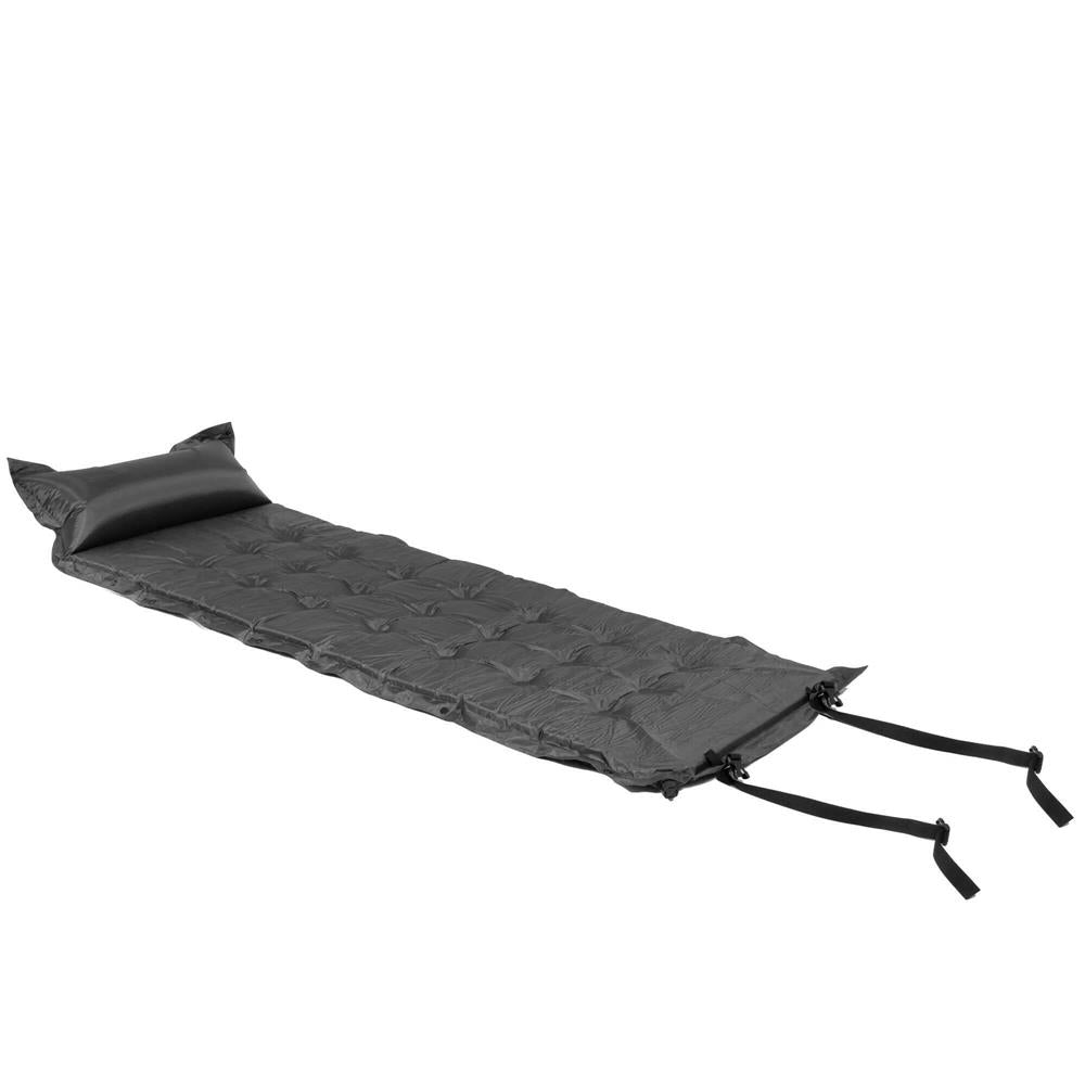 Saltea plabila cu perna din spuma poliuretanica, cu autoumflare, 193x68x3.5cm, gri