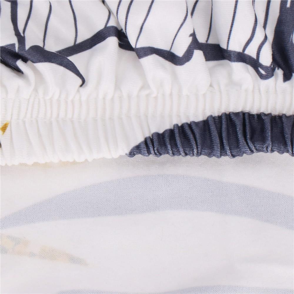 Husa pentru scaun, marime universala, poliester si spandex, 38x70cm, alb, nuante de bleumarin, galben