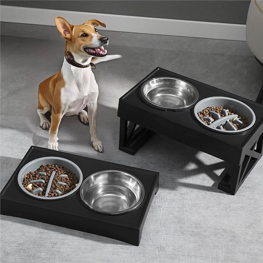 Set 2 boluri cu stand, pentru catei, inaltime si unghi reglabile, 2 x 21 cm - 8