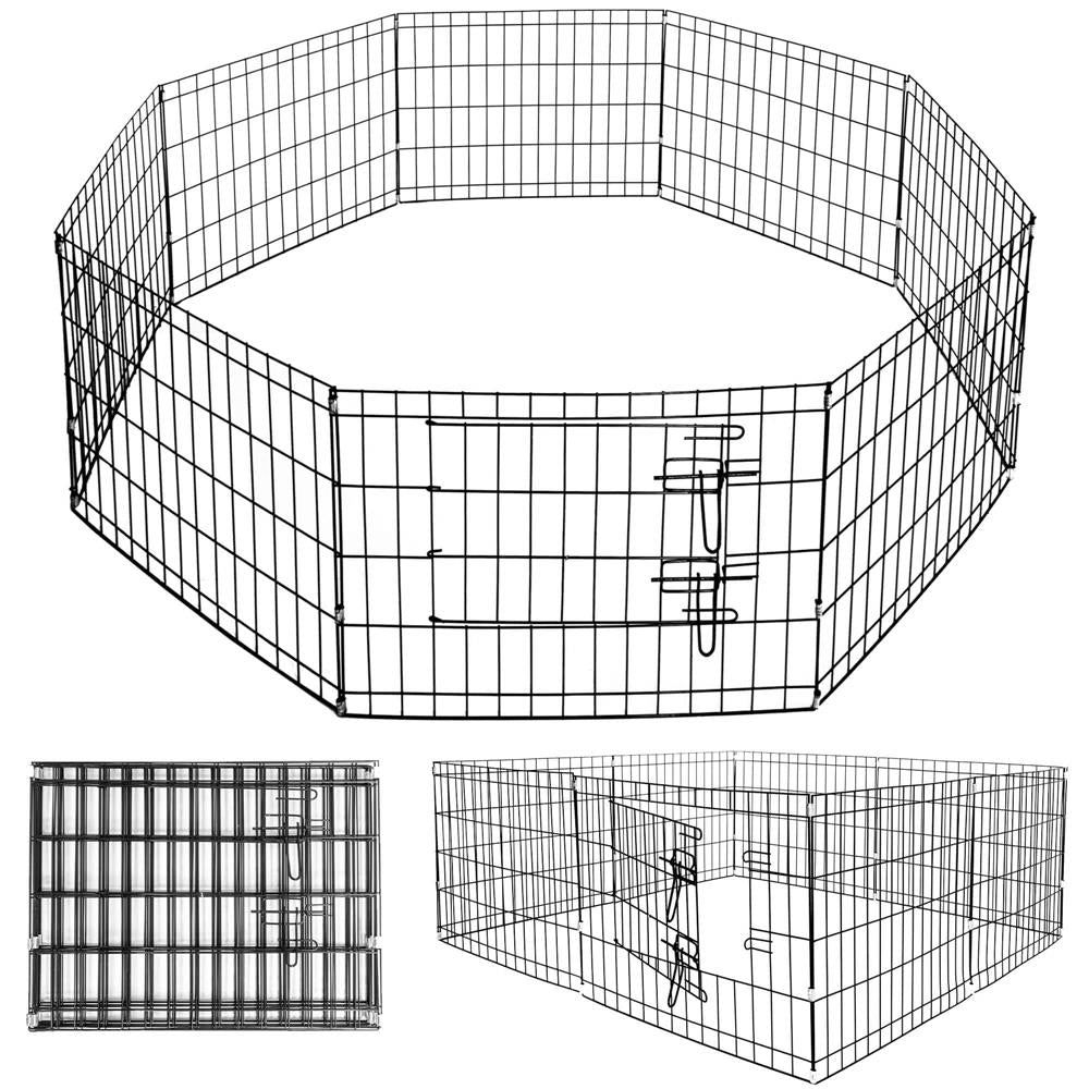 Tarc pentru animale de companie, din fier, forma configurabila, cu usa de acces, 3XL, 155x155x61cm, negru