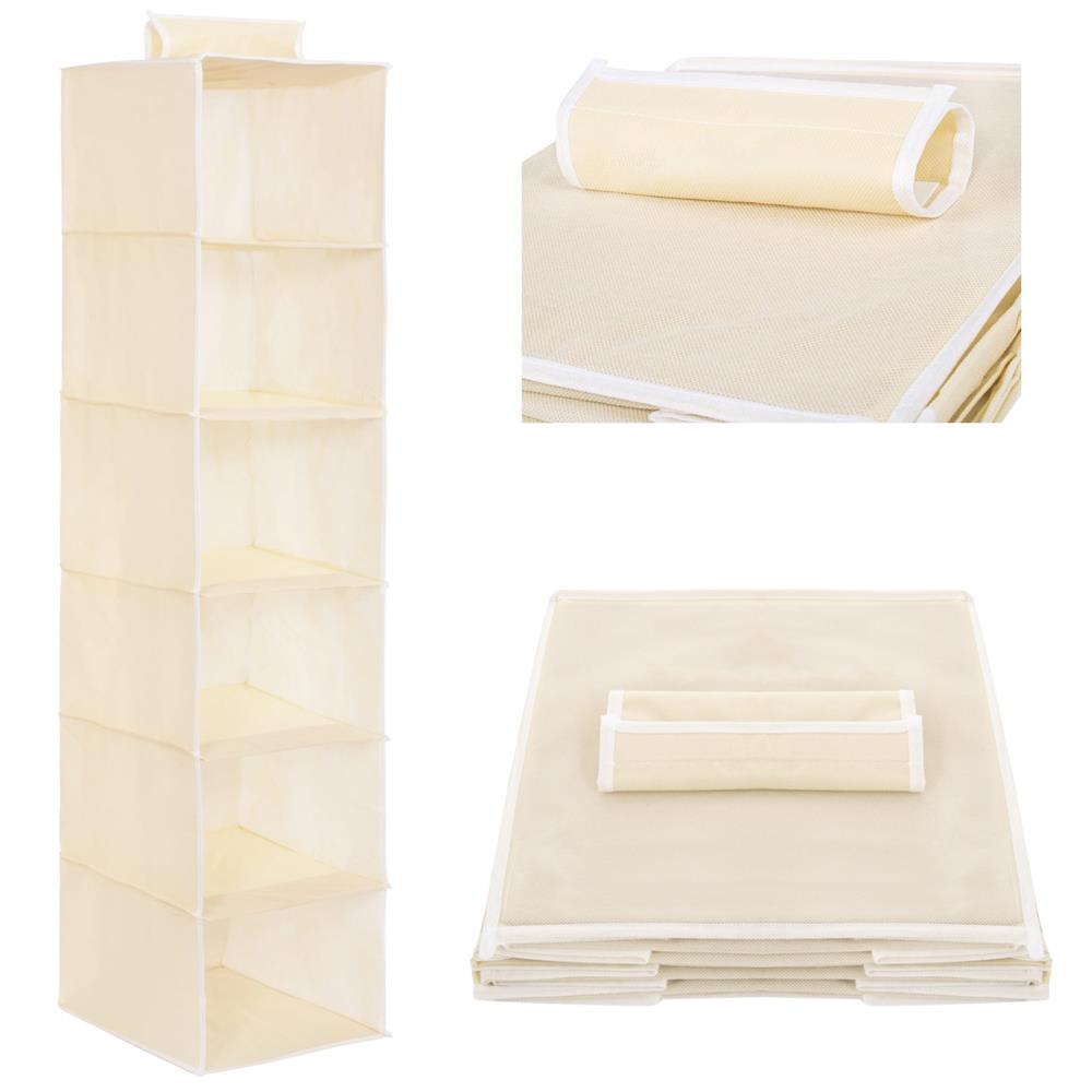 Organizator dulap Sersimo, 6 compartimente, textil, 120cm, crem