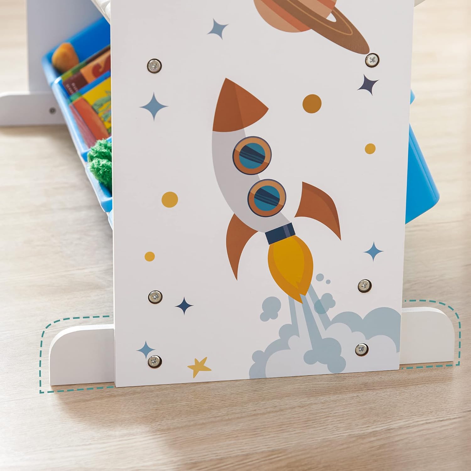 SONGMICS Raft de depozitare jucarii, 16 cutii detasabile din plastic, 89x27x106cm, alb
