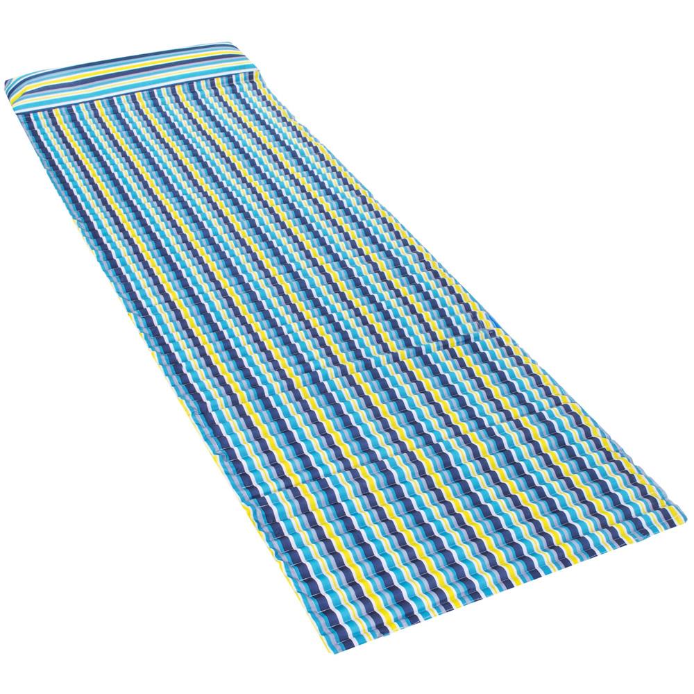 Saltea pentru plaja pliabila, din spuma, ultra-usoara, cu perna si maner de transport, 60x180cm, albastru galben