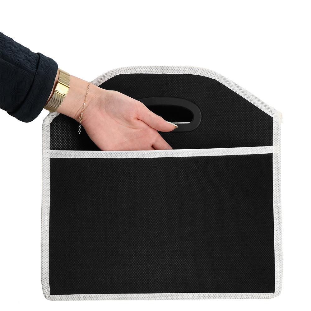 Organizator dulap Sersimo tip lada, 3 compartimente, textil, negru