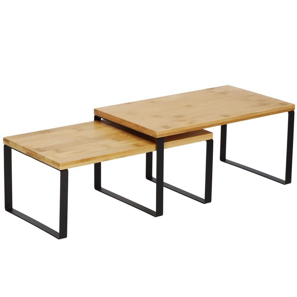 Set 2 rafturi de bucatarie suprapozabile, pentru ustensile sau condimente, 20x34x16cm, natur si negru