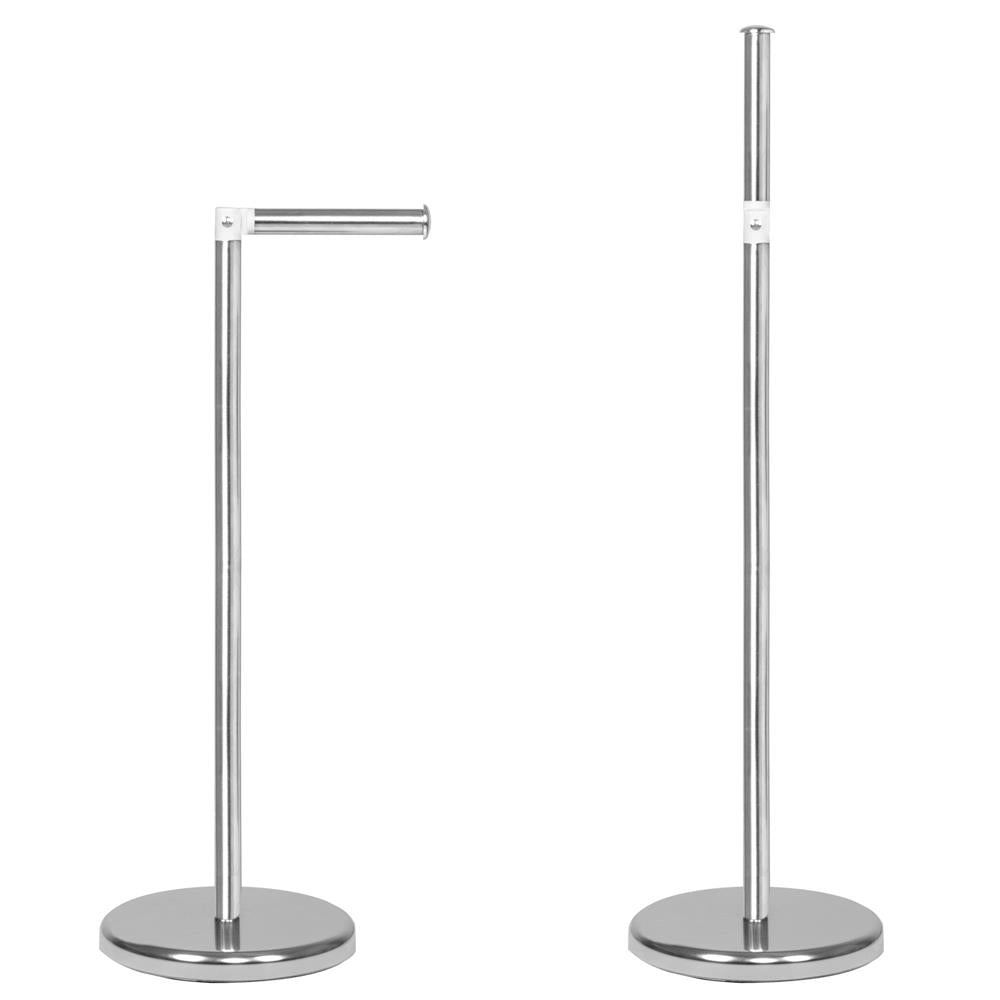 Suport hartie igienica 2 in 1 cu tija mobila, 68.5cm, argintiu
