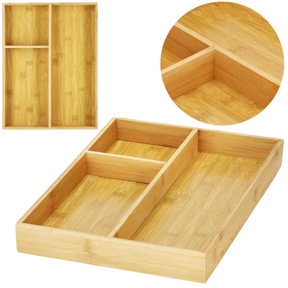 Organizator tacamuri si ustensile bucatarie, bambus, 40x30x5cm