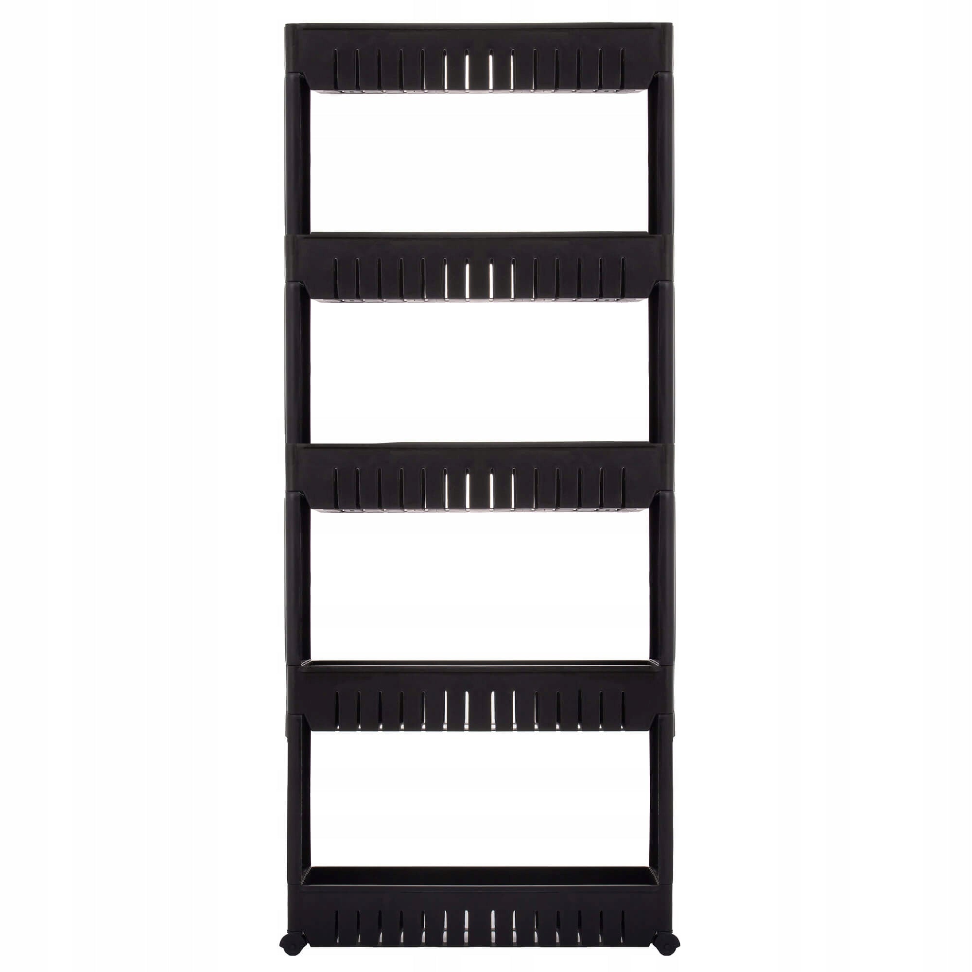 Sistem rafturi de depozitare Sersimo HA118 cu roti pentru bucatarie sau baie cu 5 polite, negru