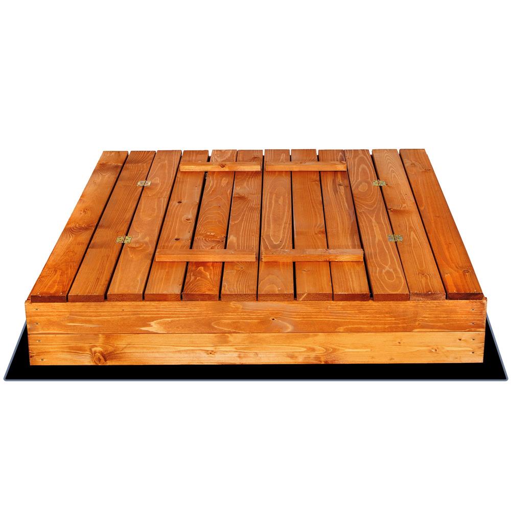 Lada din lemn pentru nisip, cu 2 bancute, 120x120cm
