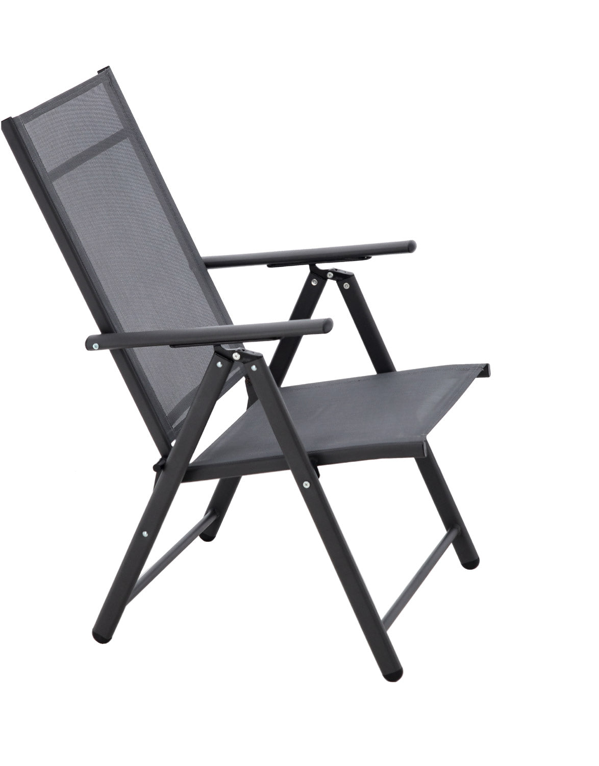 Scaun metalic de gradina, pliant, cu spatar reglabil, din otel, 60x58x100cm, gri