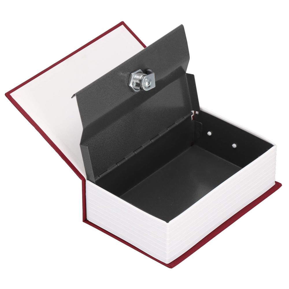 Caseta de valori, cutie metalica cu cheie, portabila, tip carte, Dictionar, maro, 18×11.5×5.5 cm