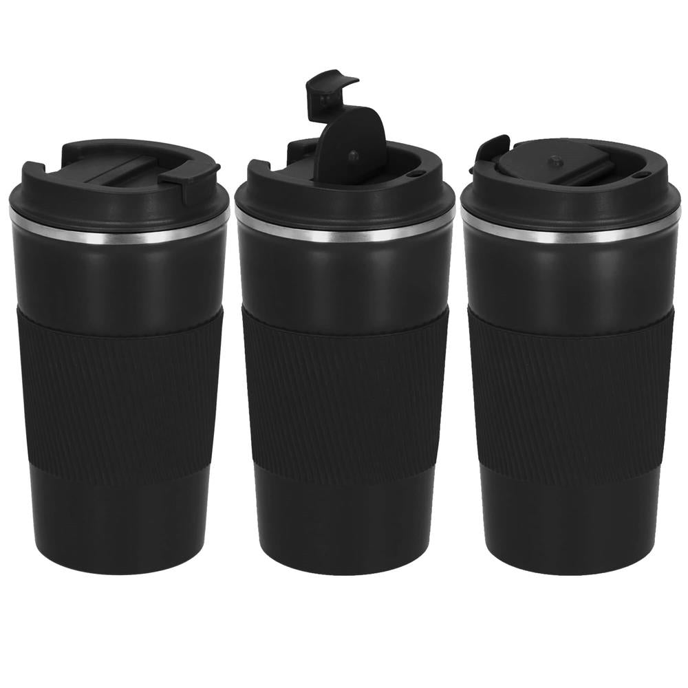 Cana termos calatorie, perete din inox dublu izolat, 500ml, 9x16.5cm, negru