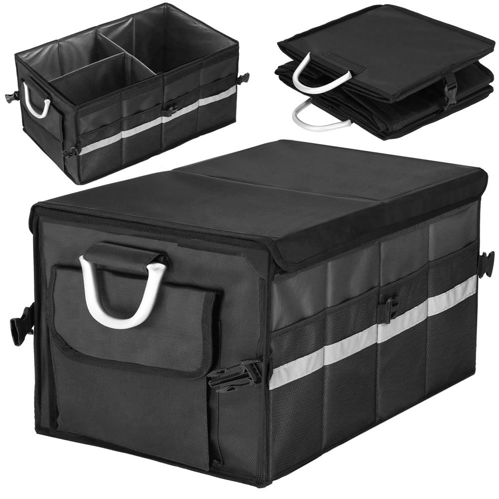 Organizator pentru portbagaj tip lada, cu buzunare laterale, pliabil, 30x58x33cm, negru