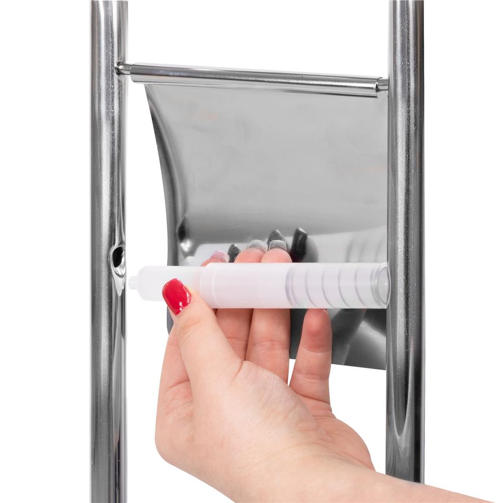 Stand cu perie WC si suport hartie igienica, inox, 72cm, argintiu