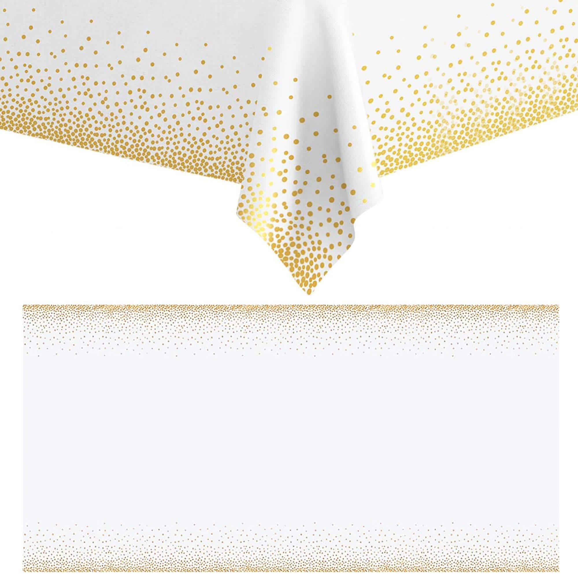 Fata de masa de unica folosinta pentru petreceri, 137x272cm, alb auriu