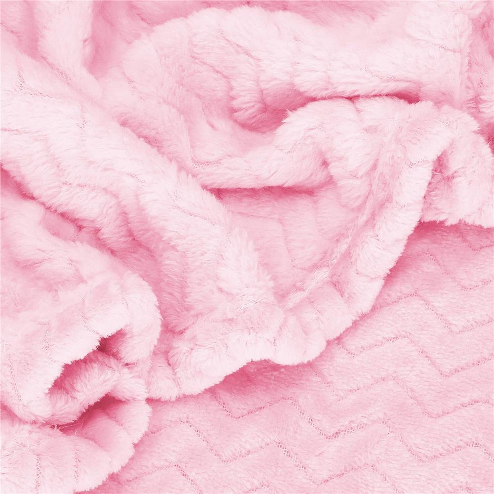 Patura pufoasa pentru 2 persoane, 2 fete, model in relief, 200x220cm, roz