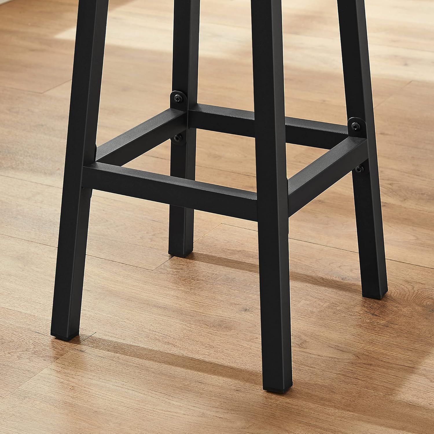 VASAGLE Set 2 scaune bar inalte, sezut rotund, cadru din otel, inaltime 65 cm, stil industrial, gri - 7