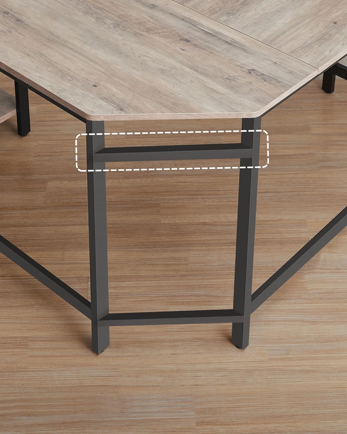 VASAGLE Birou de colt in forma de L, cu 2 rafturi de depozitare, 138x138x75cm, industrial, gri si negru