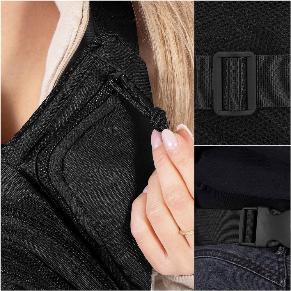 Borseta incapatoare pentru umar sau brau, impermeabila, unisex, 43x15cm, negru