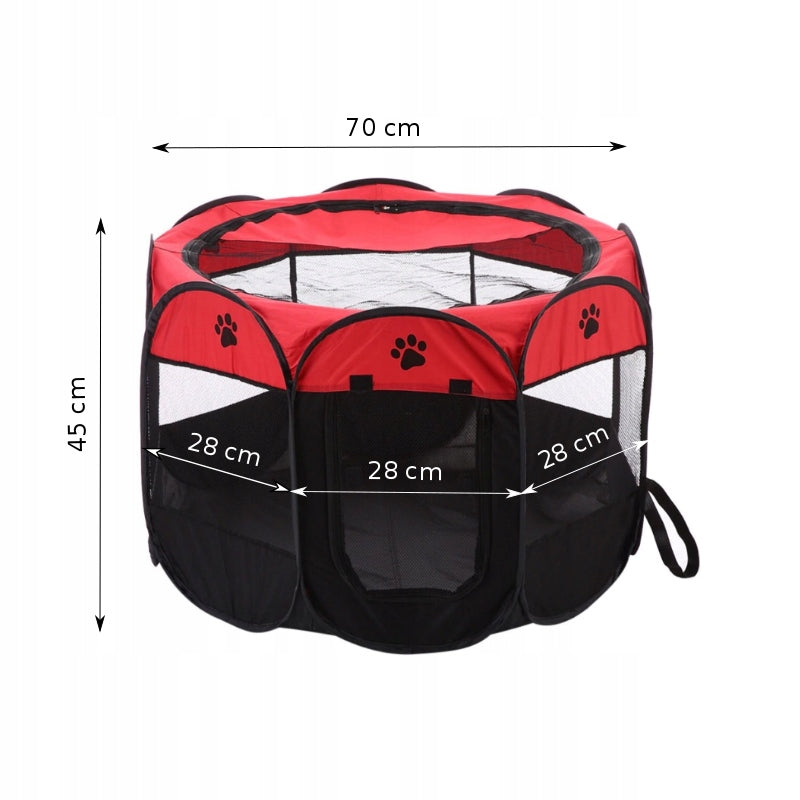 Tarc pliabil pentru animale de companie, diametru 70cm, negru rosu