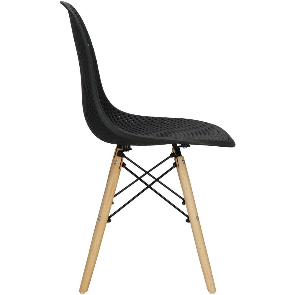 Set 4 scaune dining Milano pentru bucatarie cu textura perforata, 43x83cm, negru