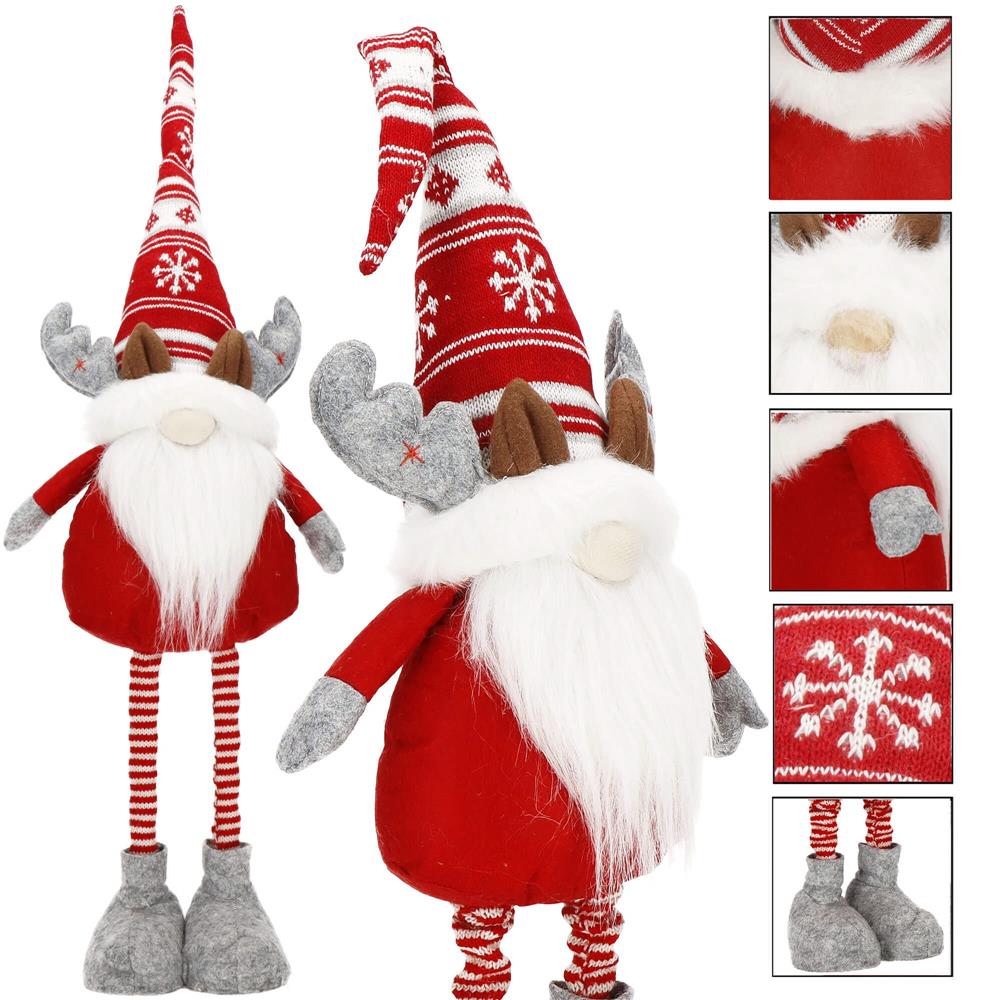 Figurina Craciun, Spiridus, picioare telescopice, inaltime extensibila 60-80cm