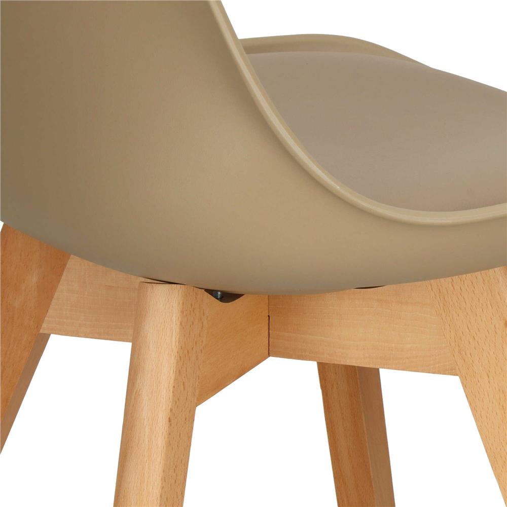 Set 4 scaune dining Verdhe pentru bucatarie cu perna tapitata cu piele ecologica, 44x82cm, maro