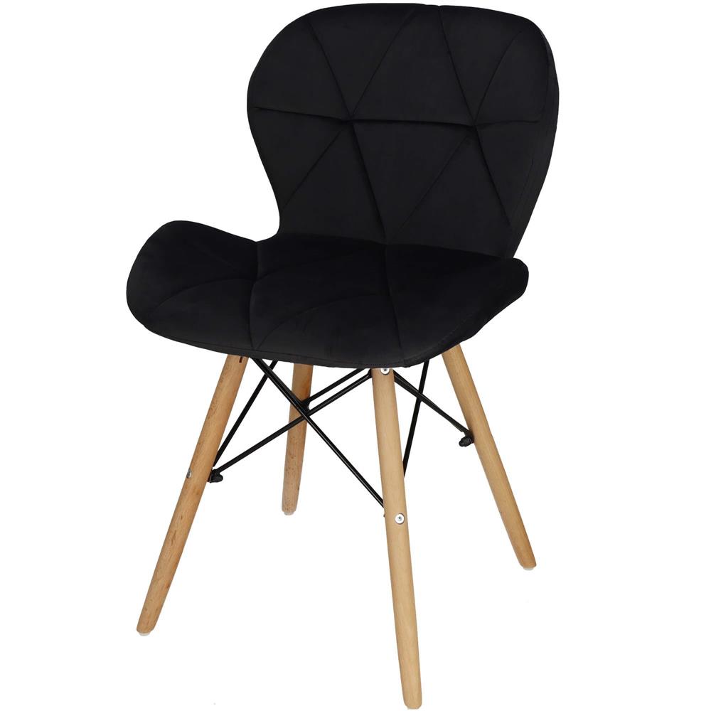 Set 4 scaune dining Torino pentru bucatarie tapitat cu catifea, 40x72cm, negru