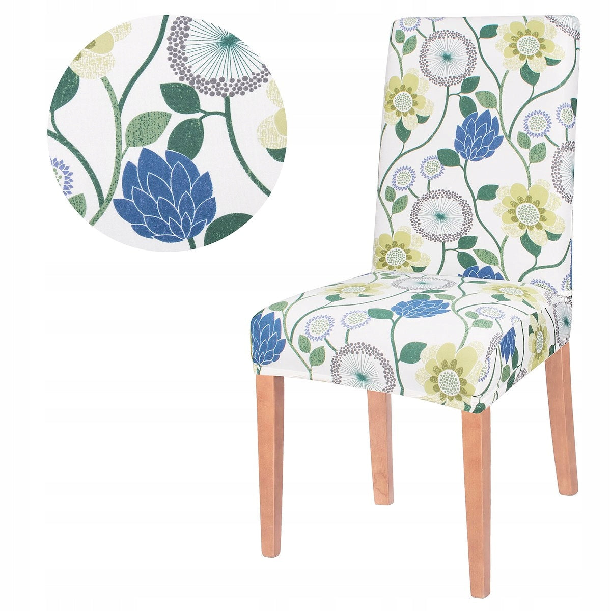 Set 4 huse universale pentru scaun, marime universala, poliester si spandex, 45 cm x 60 cm, imprimeu floral, gri - 7