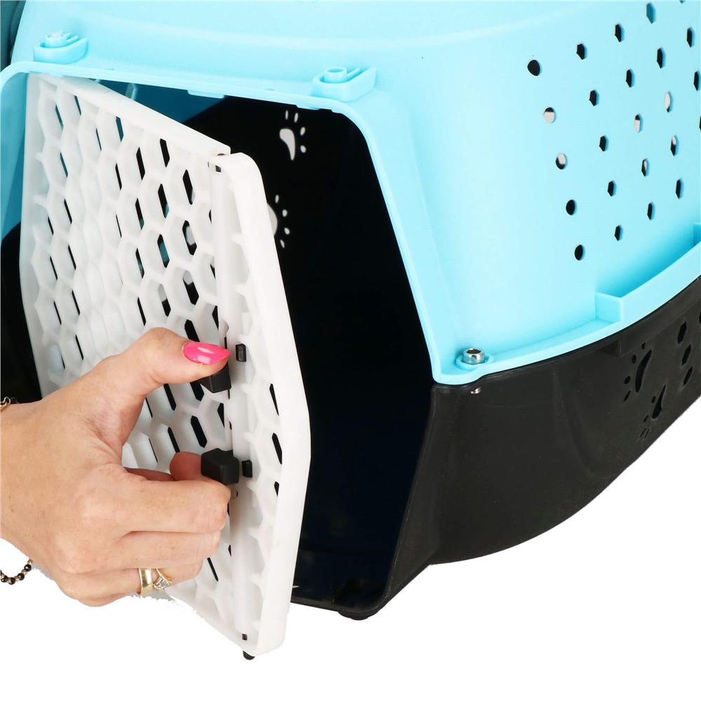 Cusca transport animale, 48x33x28 cm, maxim 7kg, negru albastru
