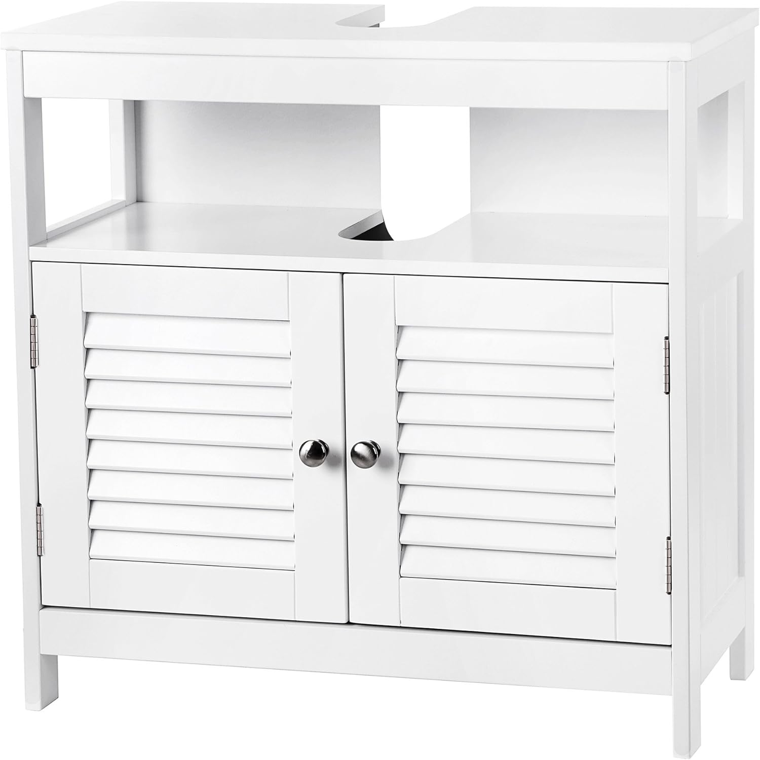 VASAGLE Dulap baie baza lavoar, cu 2 usi, 2 compartimente, alb 60x60x30 cm, alb