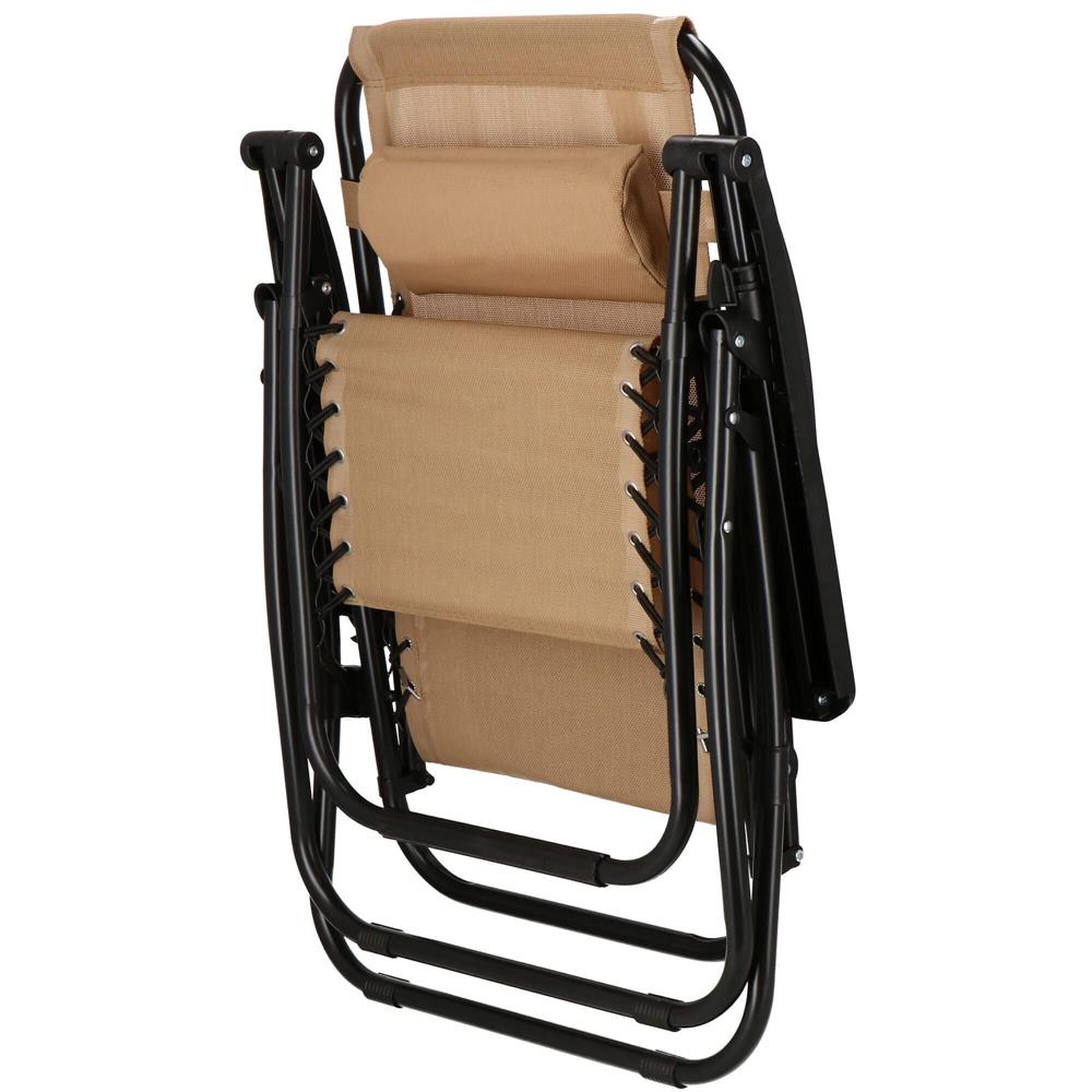 Sezlong scaun pliant plaja sau gradina, Siesta, gravitatie zero, cu tetiera, 175x67x110 cm, taupe
