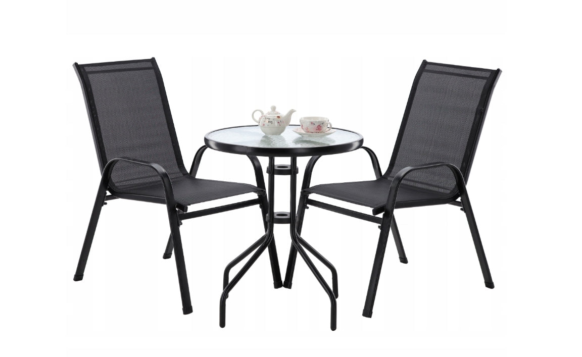 Set mobilier gradina Torino, 2 scaune, 1 masa, gri antracit