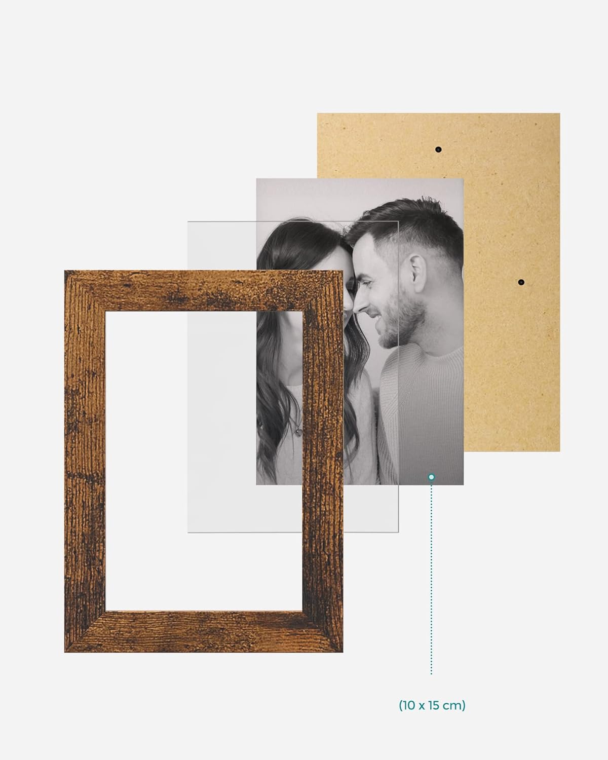 SONGMICS Rama foto de perete din MDF, colaj de 10 fotografii, 60x49cm, maro rustic