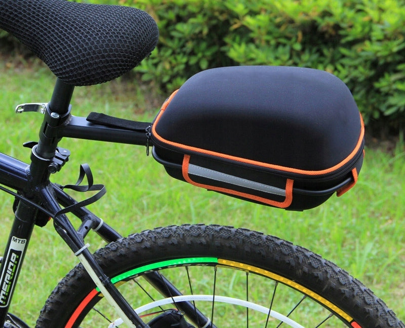 Geanta bicicleta cu prindere pe portbagaj tija sa 28x19x17 cm, 10L, poliester, borseta spate cu suport aluminiu, negru