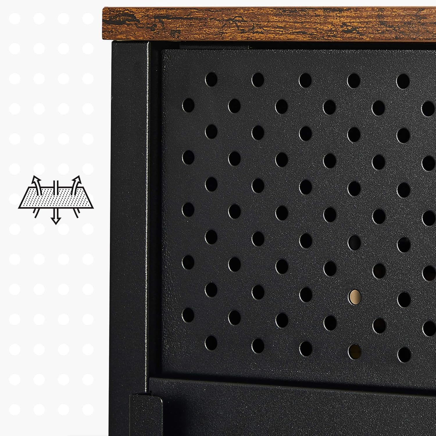 SONGMICS Comoda TV 120x40x55 cm, 3 rafturi reglabile, 2 usi, stil vintage, PAL si otel, maro-negru mat